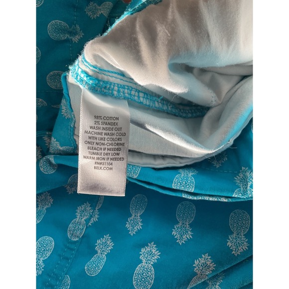 Kim Rogers 18 Golf Shorts Pineapple Print Casual Turquoise Blue Shorts - Picture 7 of 8